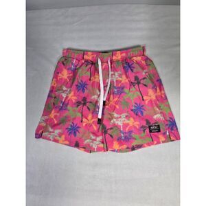 WeSC Austin Miami Palms Swim Trunks Mens XL Pink Tropical Board Shorts Pockets